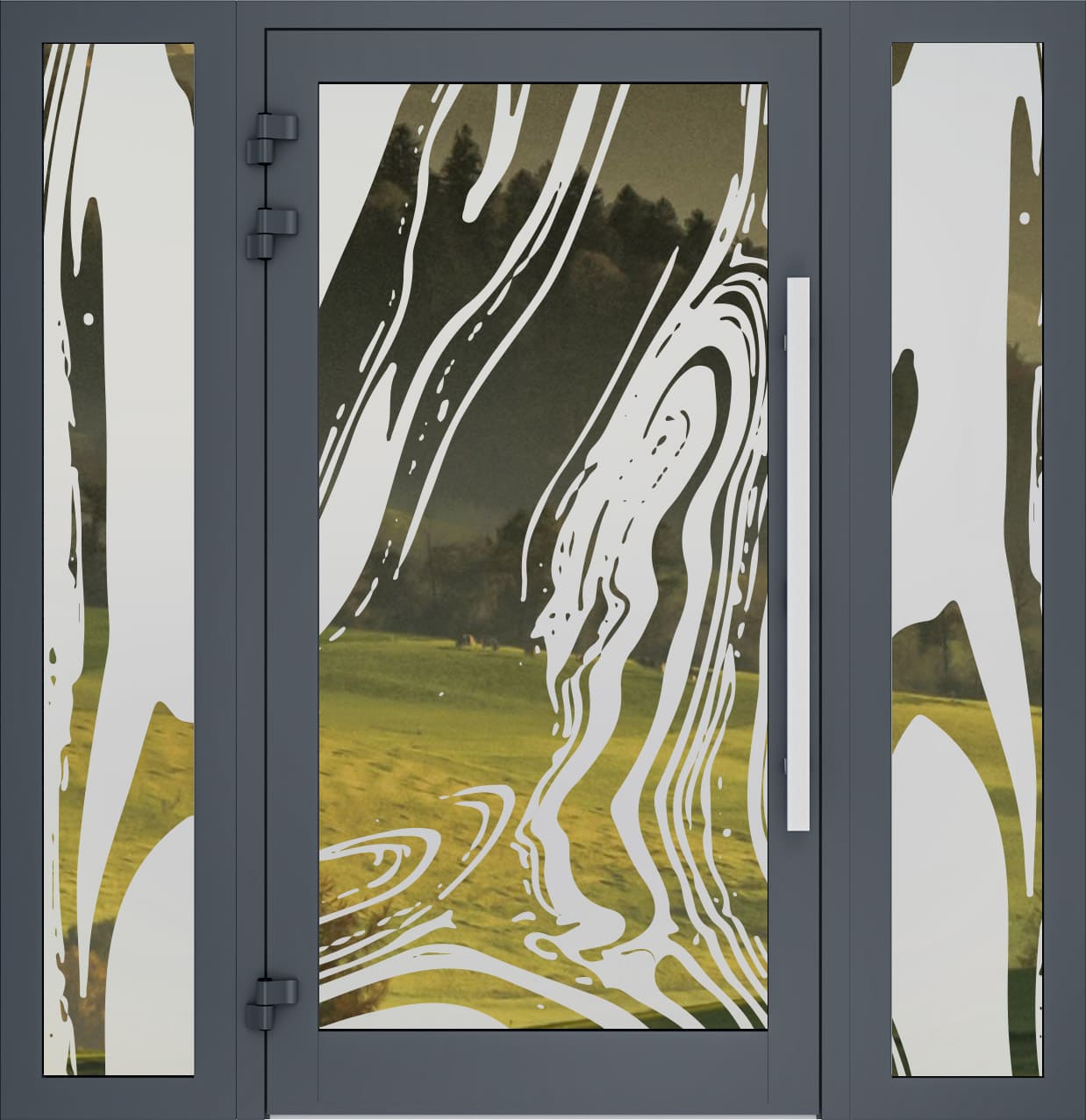 Porte d'entrés vitrés sablée 02