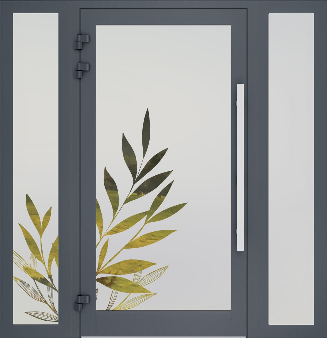 Porte d'entrés vitrés sablée 14